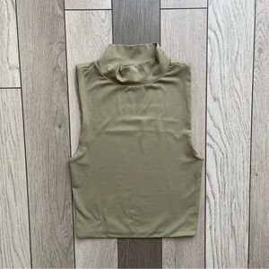 Olive Sleeveless Turtleneck Top